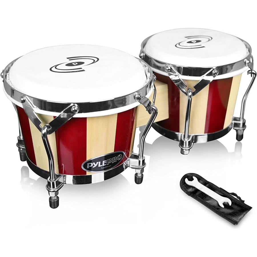 Pyle Handcrafted Bongo Drums for $42