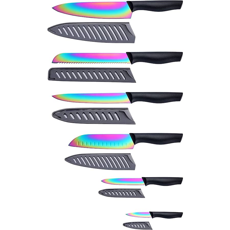Marco Almond 12-Piece Rainbow Titanium Knife Set for $20