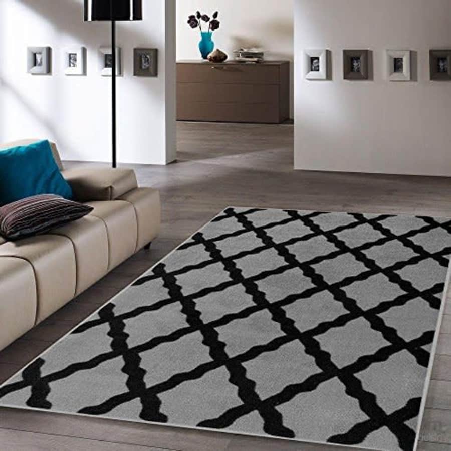 Ottomanson Glamour Collection Non-Slip Moroccan Trellis Design Area Rug, 3'3" x 5', Dark Grey for $24