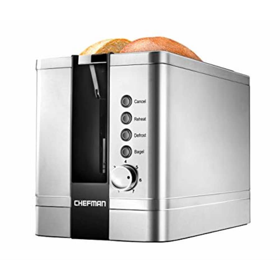 Chefman 2-Slice Pop-Up Stainless Steel Toaster w/ 7 Shade Settings Extra Wide Slots for Toasting for $58