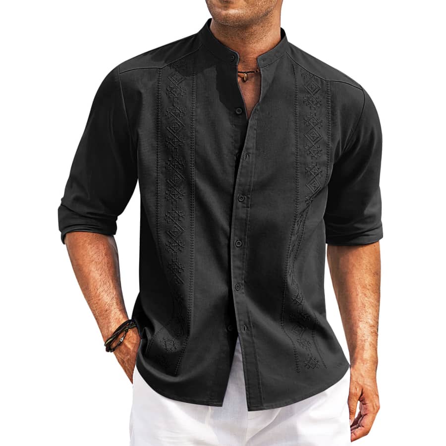 Coofandy Men's Collarless Cuban Guayabera Shirt from $9 Coofandy Men's Collarless Cuban Guayabera Shirt from $9