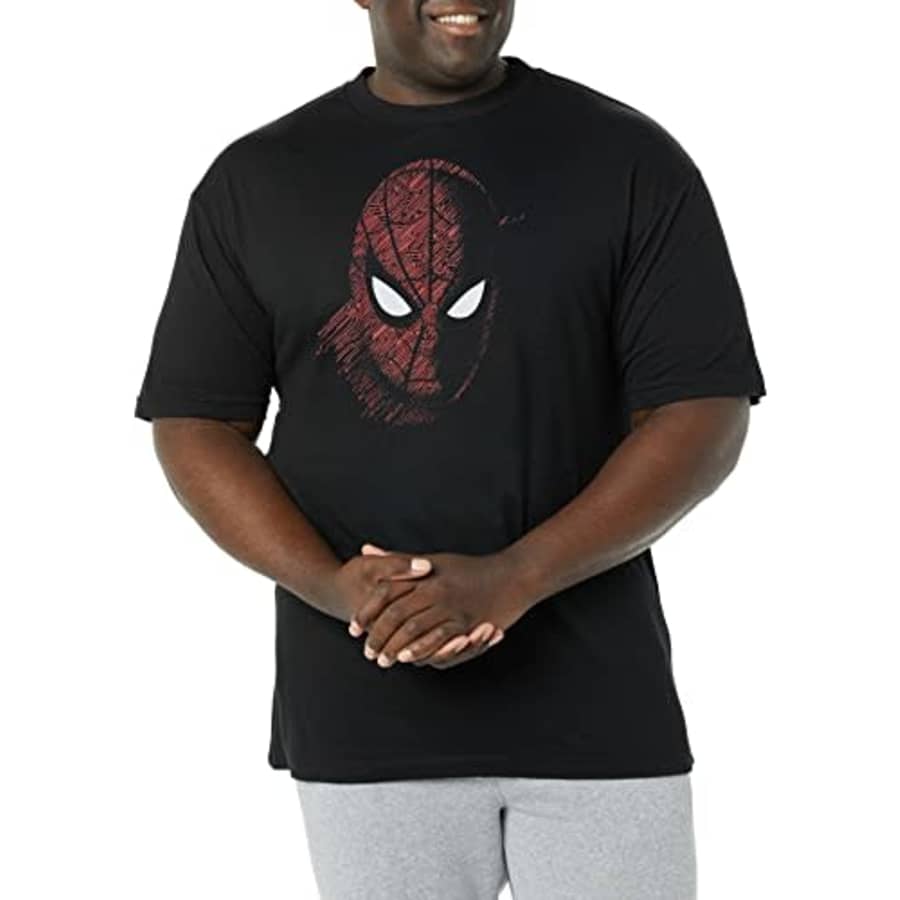 Marvel Big & Tall Spidey Tech Portrait Men's Tops Short Sleeve Tee Shirt, Black, X-Large for $19
