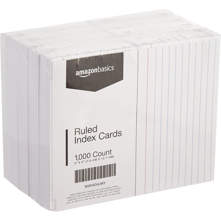 Amazon Basics Ruled Lined Index Cards 1,000-Pack for $6.61 via Sub. & Save Amazon Basics Ruled Lined Index Cards 1,000-Pack for $6.61 via Sub. & Save
