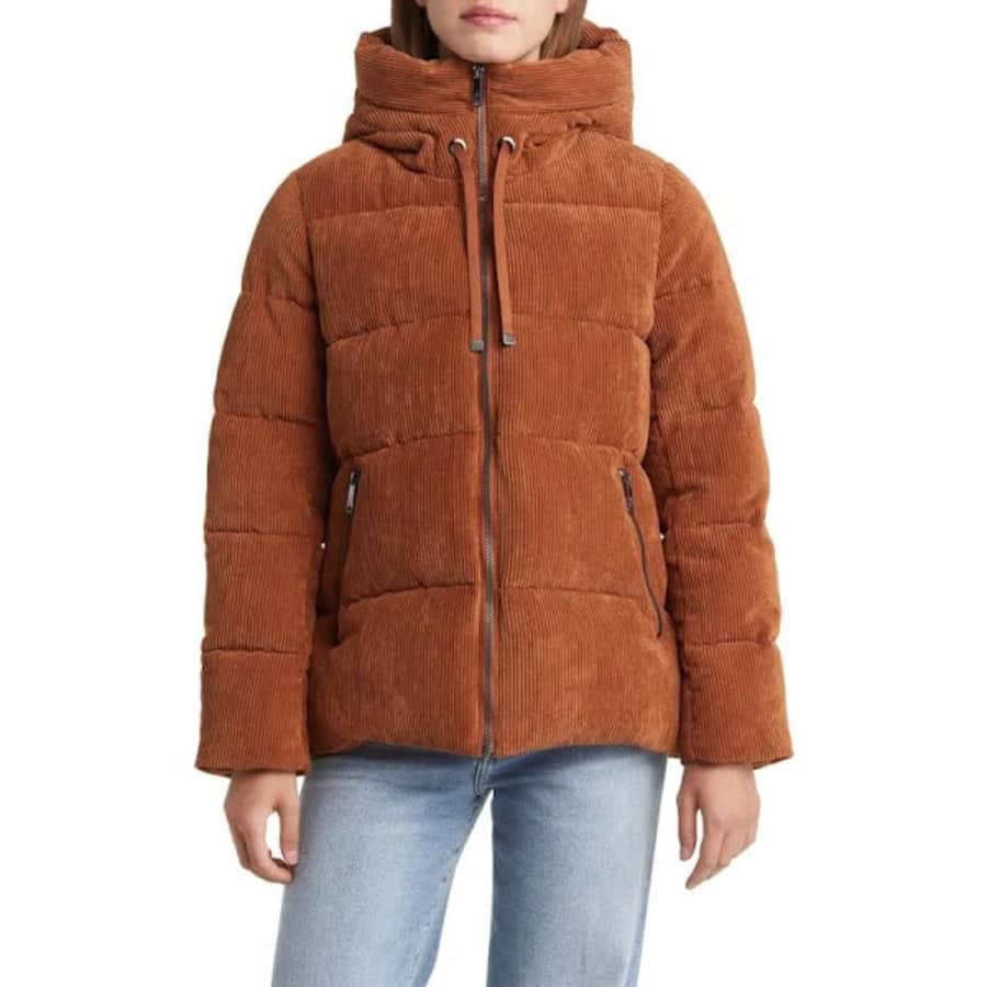Sam Edelman Women's Hooded Corduroy Puffer Jacket for $39 Sam Edelman Women's Hooded Corduroy Puffer Jacket for $39