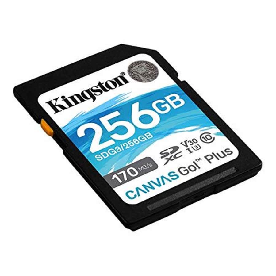 Kingston 256GB SDXC Canvas Go Plus 170MB/s Read UHS-I, C10, U3, V30 Memory Card (SDG3/256GBcr) for $23