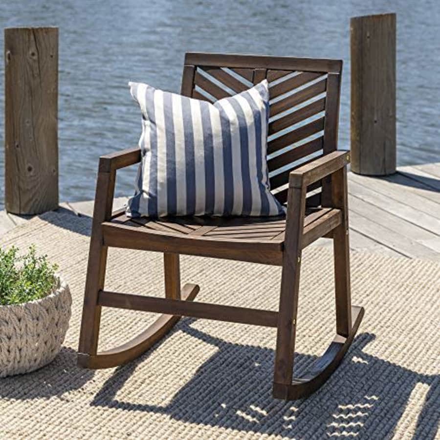 Walker Edison Outdoor Patio Wood Chevron Rocking Chair All Weather Backyard Conversation Garden for $94