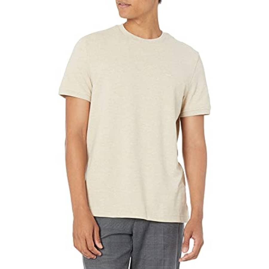 Tommy Hilfiger mens Tommy Hilfiger Men's Flag Crew Neck Tee T Shirt, B2208 Beige Heather, Small US for $30