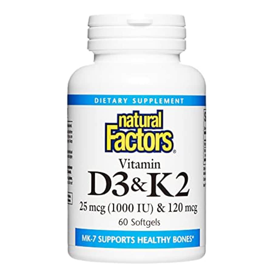 Natural Factors, Vitamin D3 & K2 1000 IU and 120 mcg, Supports Bone and Vascular Health, 60 Softgels for $21 Natural Factors, Vitamin D3 & K2 1000 IU and 120 mcg, Supports Bone and Vascular Health, 60 Softgels for $21
