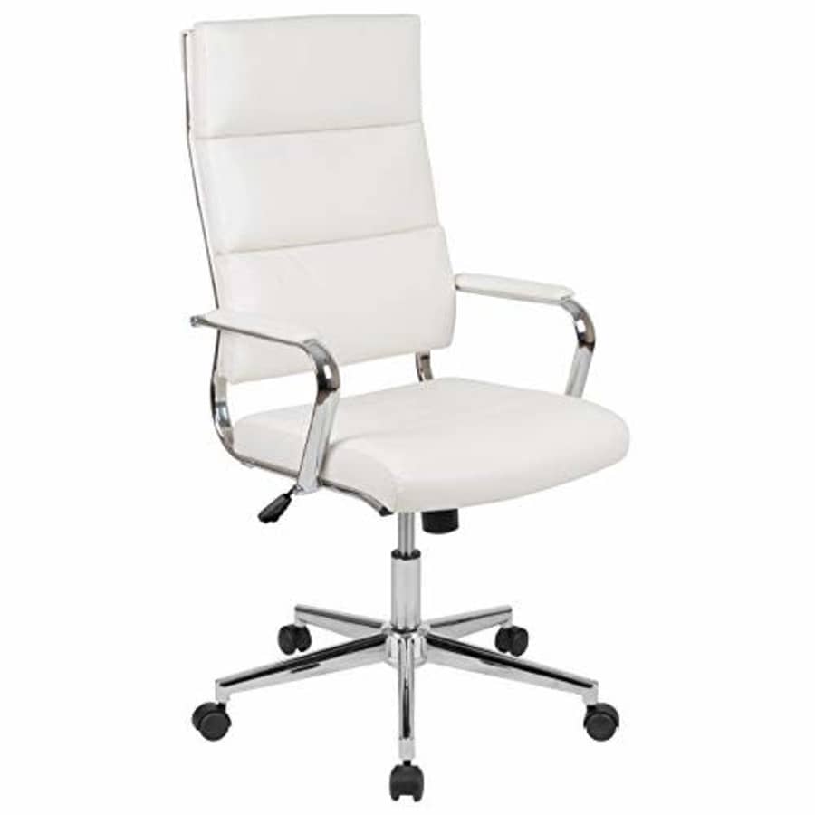 Flash Furniture High Back White LeatherSoft Contemporary Panel Executive Swivel Office Chair for $166 Flash Furniture High Back White LeatherSoft Contemporary Panel Executive Swivel Office Chair for $166