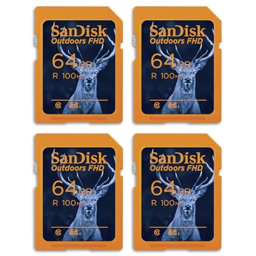 SanDisk 64GB 4-Pack Outdoors FHD SDXC UHS-I Memory Card (4x64GB)- Up to 100MB/s, C10, Trail Camera for $70