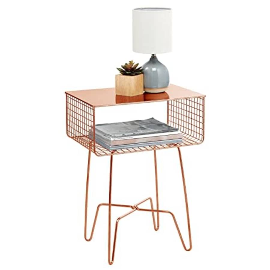 mDesign Steel Side Table Nightstand with Storage Shelf Basket for Bedroom, Living Room, Home for $52 mDesign Steel Side Table Nightstand with Storage Shelf Basket for Bedroom, Living Room, Home for $52
