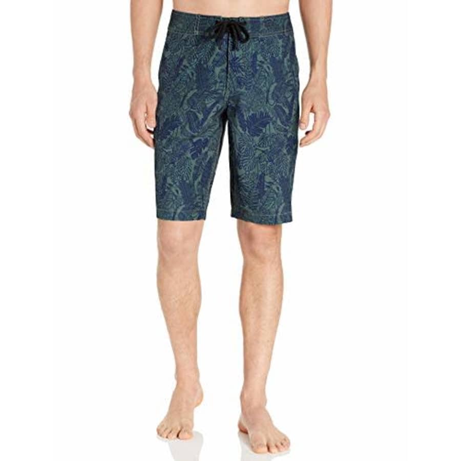 Amazon Brand - Goodthreads Men's 11" Inseam Swim Boardshort, Green Parrot Print, 28 for $23