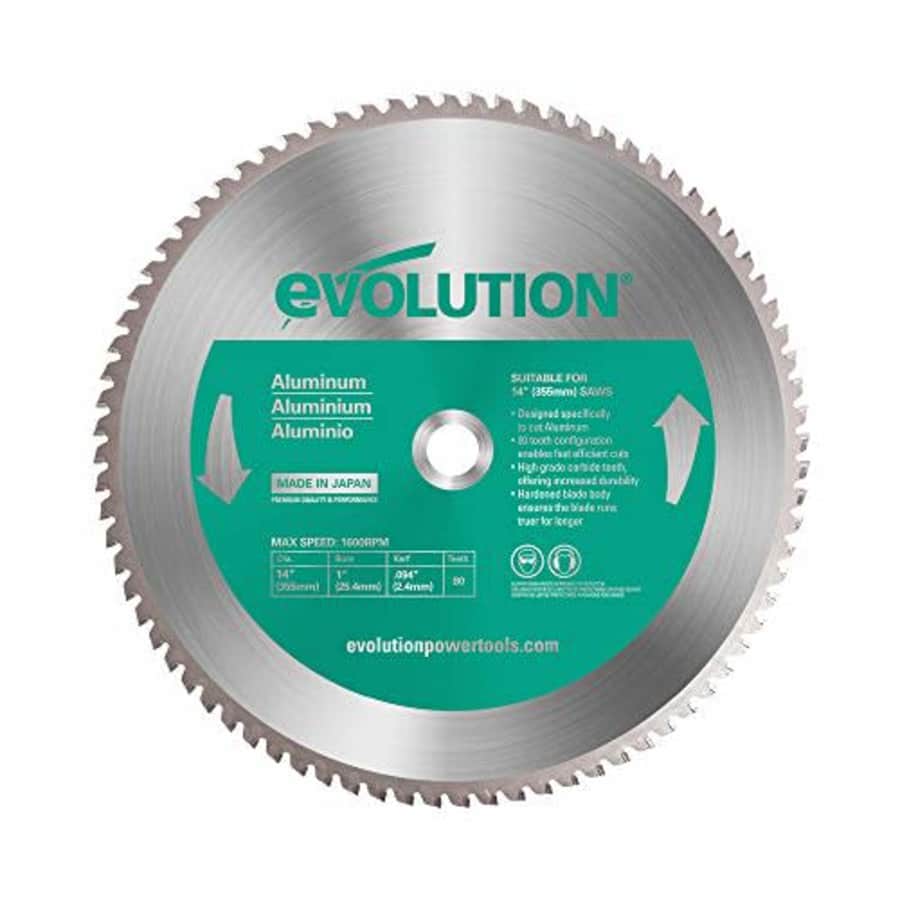Evolution Power Tools 14BLADEAL Aluminum Cutting Saw Blade, 14-Inch x 80-Tooth, Green for $90
