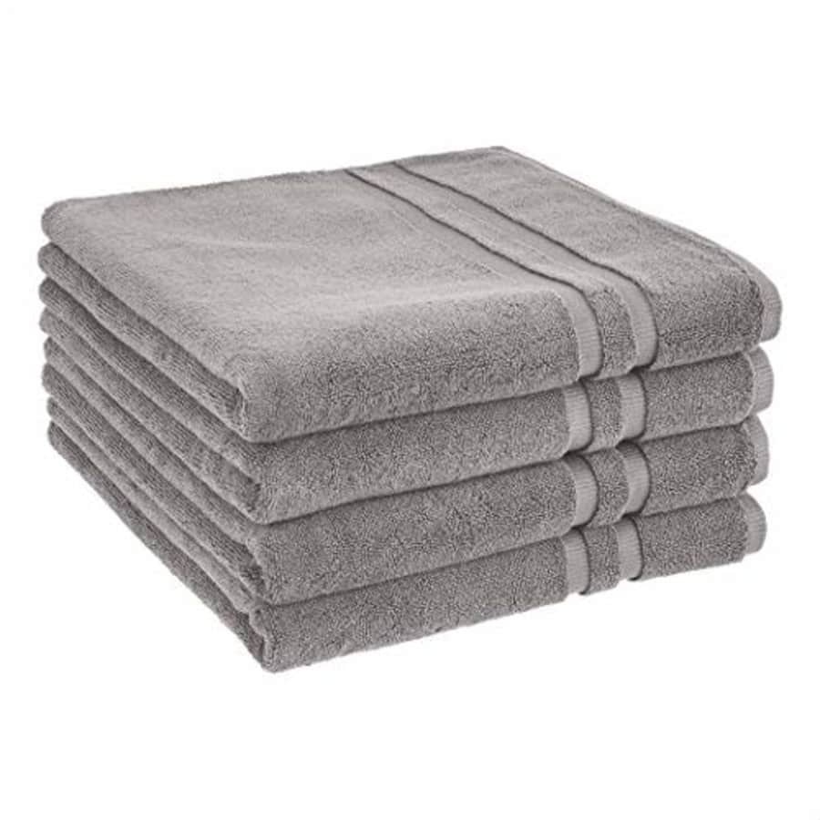 Amazon Basics GOTS Certified Organic Cotton Bath Towel - 4-Pack, Stone Gray for $65 Amazon Basics GOTS Certified Organic Cotton Bath Towel - 4-Pack, Stone Gray for $65