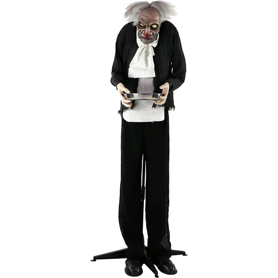 Haunted Hill Farm Life-Size Animated Moaning Butler Prop for $66 Haunted Hill Farm Life-Size Animated Moaning Butler Prop for $66