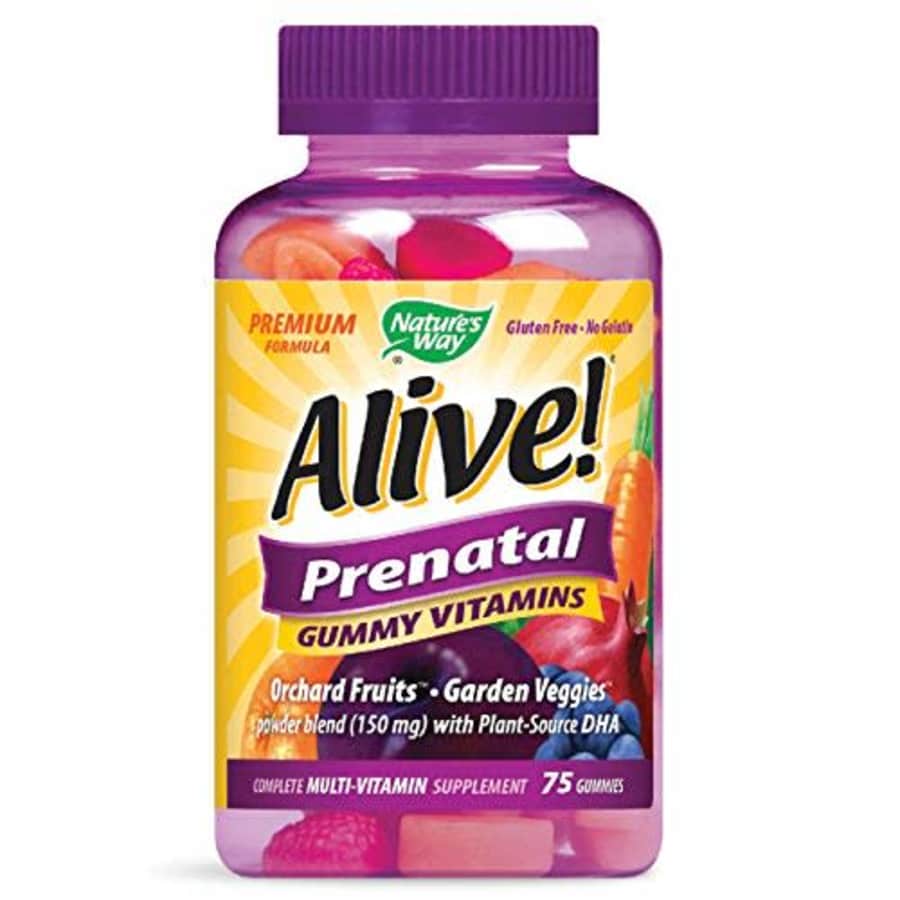 Nature's Way Alive! Prenatal Premium Gummy Multivitamin with DHA, Full B Vitamin Complex, 75 Gummies for $16