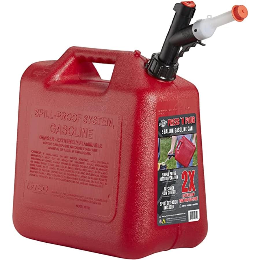 Garage Boss 5-Gal. Press 'N Pour Gas Can: $25 Garage Boss 5-Gal. Press 'N Pour Gas Can: $25