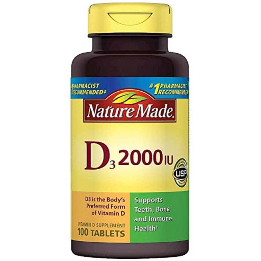 Nature Made Vitamin D3 2000 IU Tablets 100 ea (Pack of 2) for $15