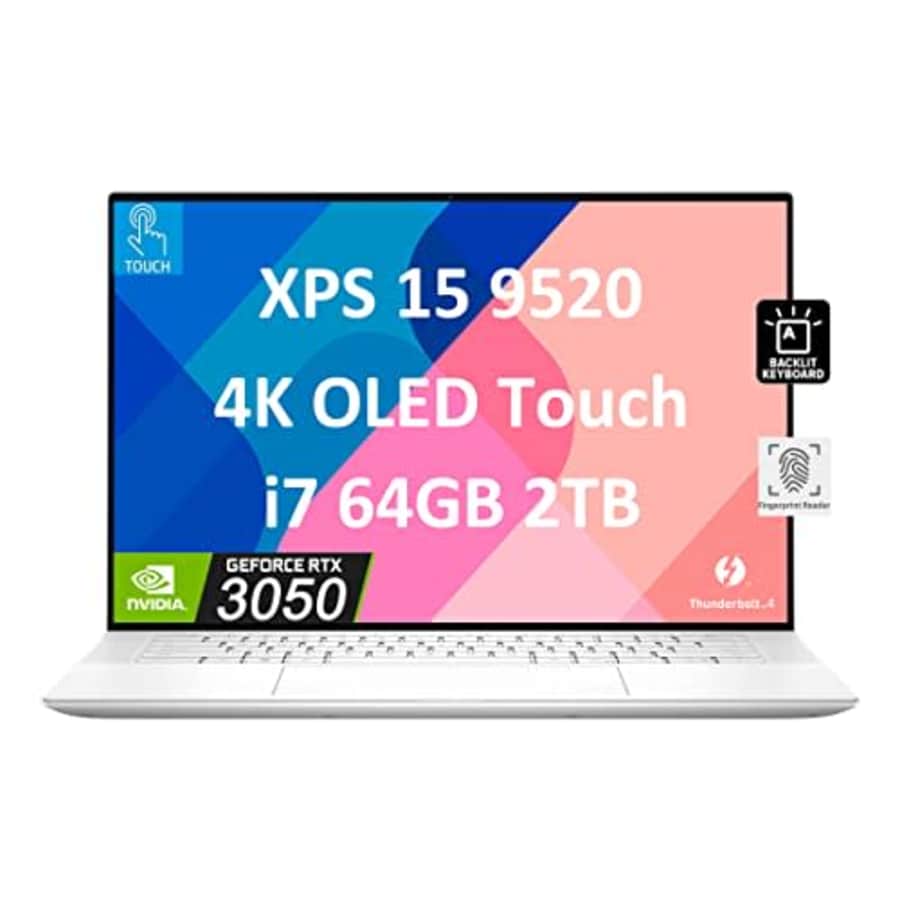 Dell XPS 15 9520 15.6" 4K (3456 x 2160) OLED Touchscreen (Intel 14-Core i7-12700H, 64GB DDR5 RAM, for $3,069