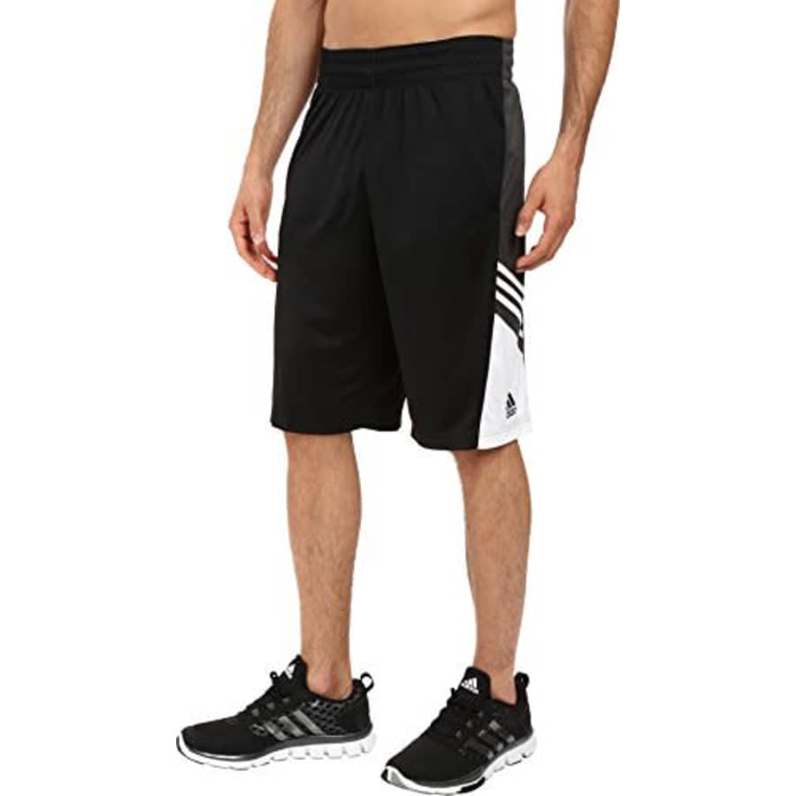 adidas Men's Basketball Team Speed Pregame Shorts, Black/Dark Solid Grey/White, Small for $35