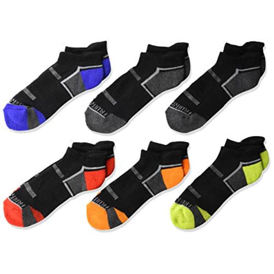 Fruit of the Loom Boys' Big Everyday Active Low Cut Tab Socks-6 Pair Pack, M for $14