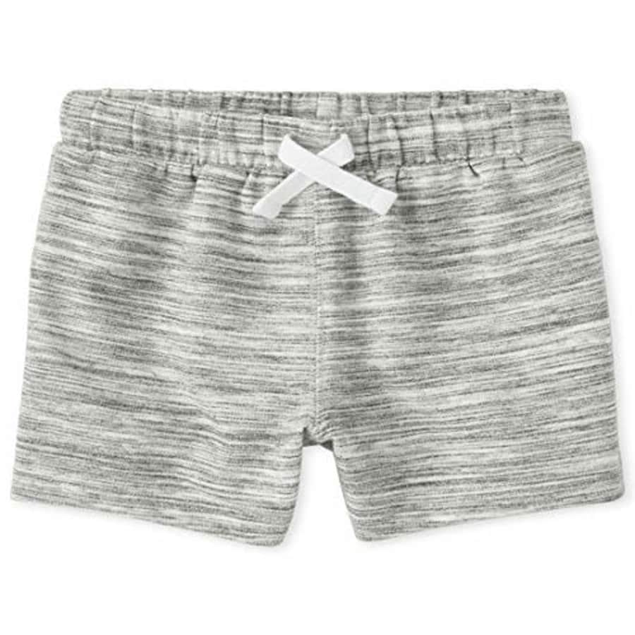 The Children's Place Boys' Baby and Toddler Marled French Terry Shorts, White, 5T for $9