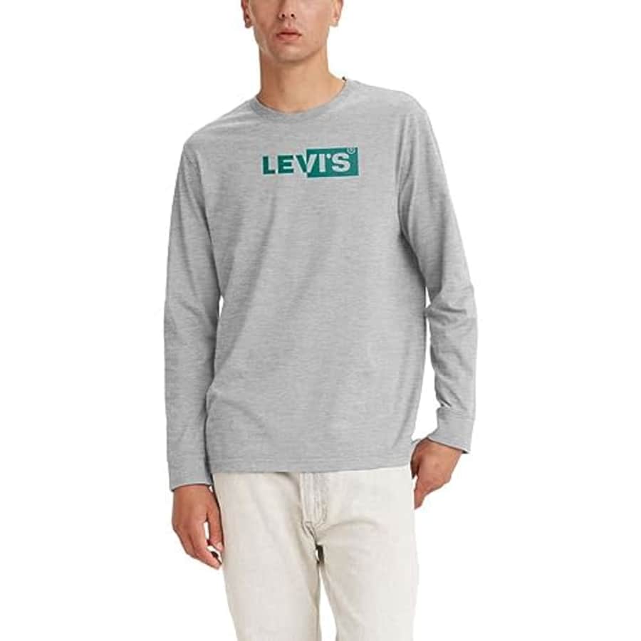 Levi's Men's Relaxed Graphic Long Sleeve T-Shirt, Boxtab Midtone Heather Grey, Small for $21 Levi's Men's Relaxed Graphic Long Sleeve T-Shirt, Boxtab Midtone Heather Grey, Small for $21