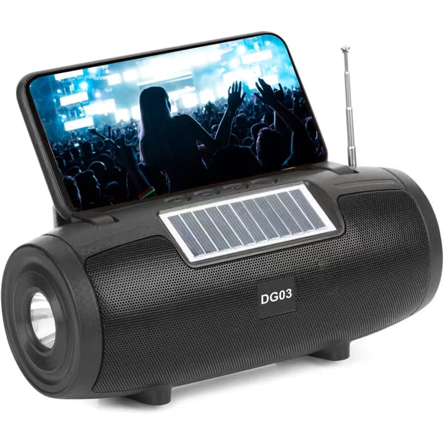 Solar Portable Bluetooth Speaker w/ Flashlight for $24 Solar Portable Bluetooth Speaker w/ Flashlight for $24