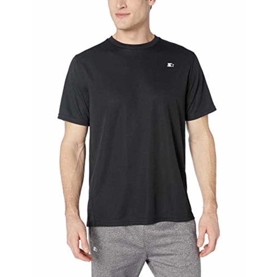 Starter Men's Short Sleeve Classic-Fit Tech T-Shirt, Amazon Exclusive, Black, Large for $16