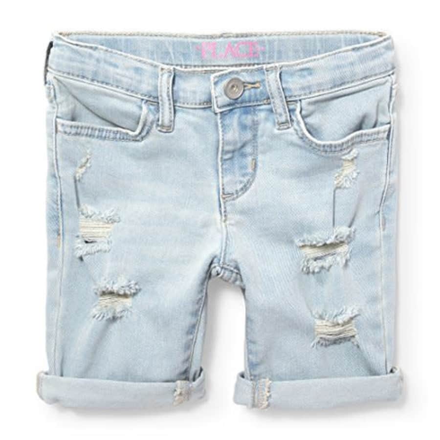 The Children's Place Girls' Big 3215 Denim Shorts, Light Diamond wash, 5 for $17