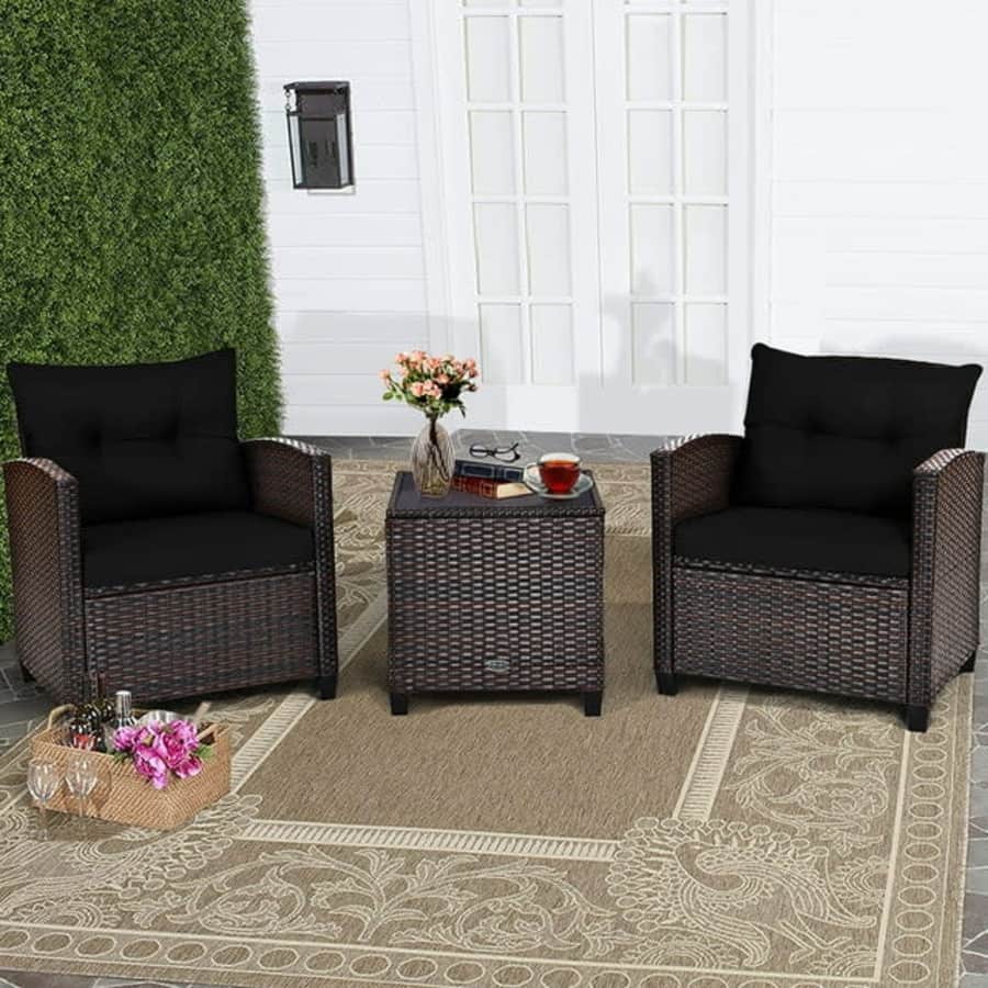 Costway 3-Piece Rattan Patio Conversation Set for $190 Costway 3-Piece Rattan Patio Conversation Set for $190