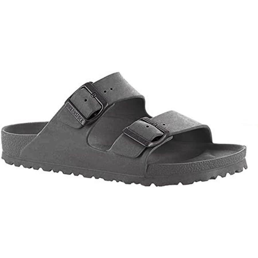 Birkenstock Unisex Arizona Essentials EVA Sandals, Metallic Anthracite, 38 N EU, 7-7.5 Women/5-5.5 for $79 Birkenstock Unisex Arizona Essentials EVA Sandals, Metallic Anthracite, 38 N EU, 7-7.5 Women/5-5.5 for $79