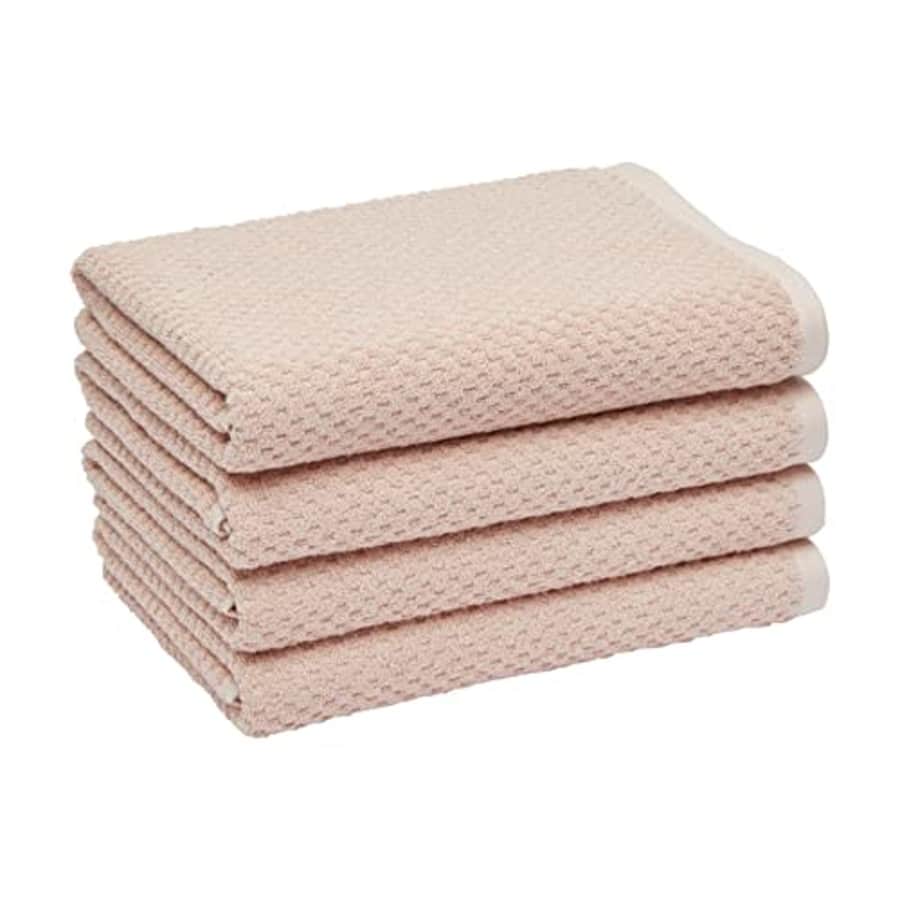 Amazon Basics Odor Resistant Textured Bath Towel, 30 x 54 Inches - 4-Pack, Blush for $45