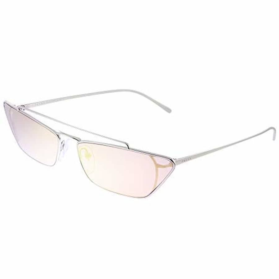 Prada PR 64US 1BC388 Silver Metal Cat-Eye Sunglasses Pink Mirror Lens for $200