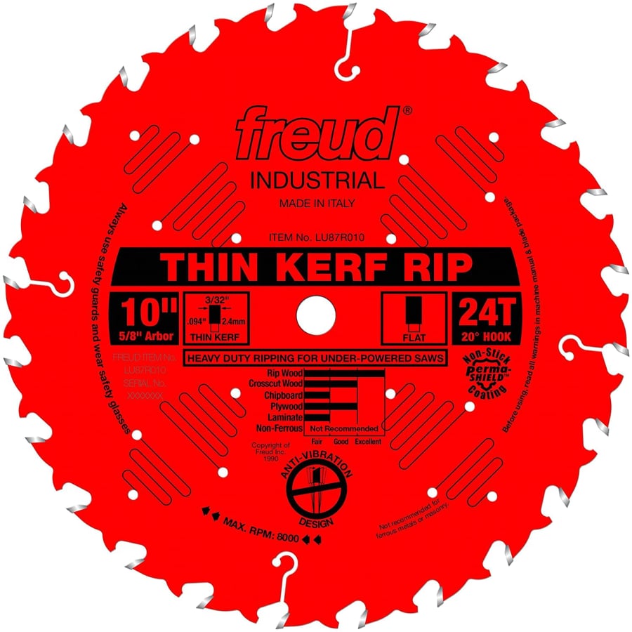 Freud 10" x 24T Thin Kerf Rip Blade for $44