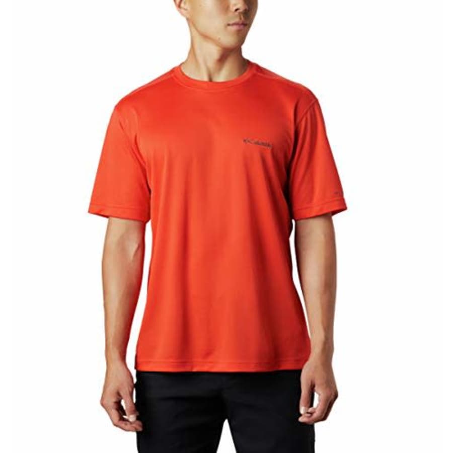 Columbia Men's Meeker Peak Short Sleeve Wicking UPF 15 Crew Shirt, Wildfire, 1X for $15