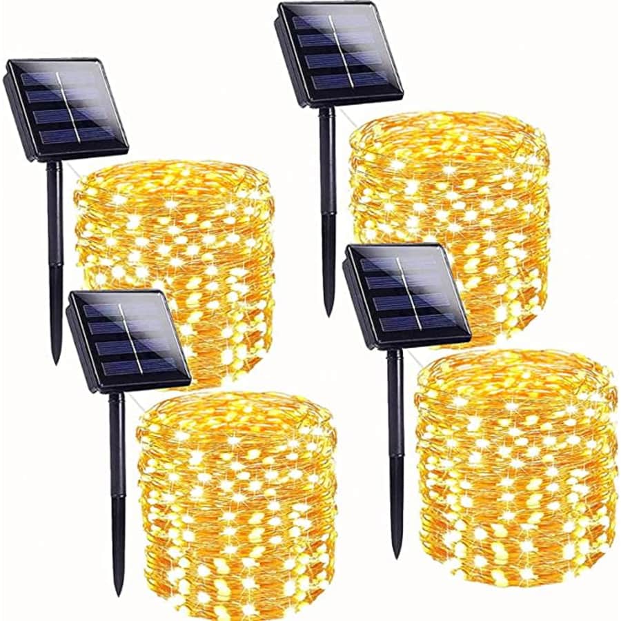 160-foot 100 LED Solar String Lights 4-Pack for $26 160-foot 100 LED Solar String Lights 4-Pack for $26
