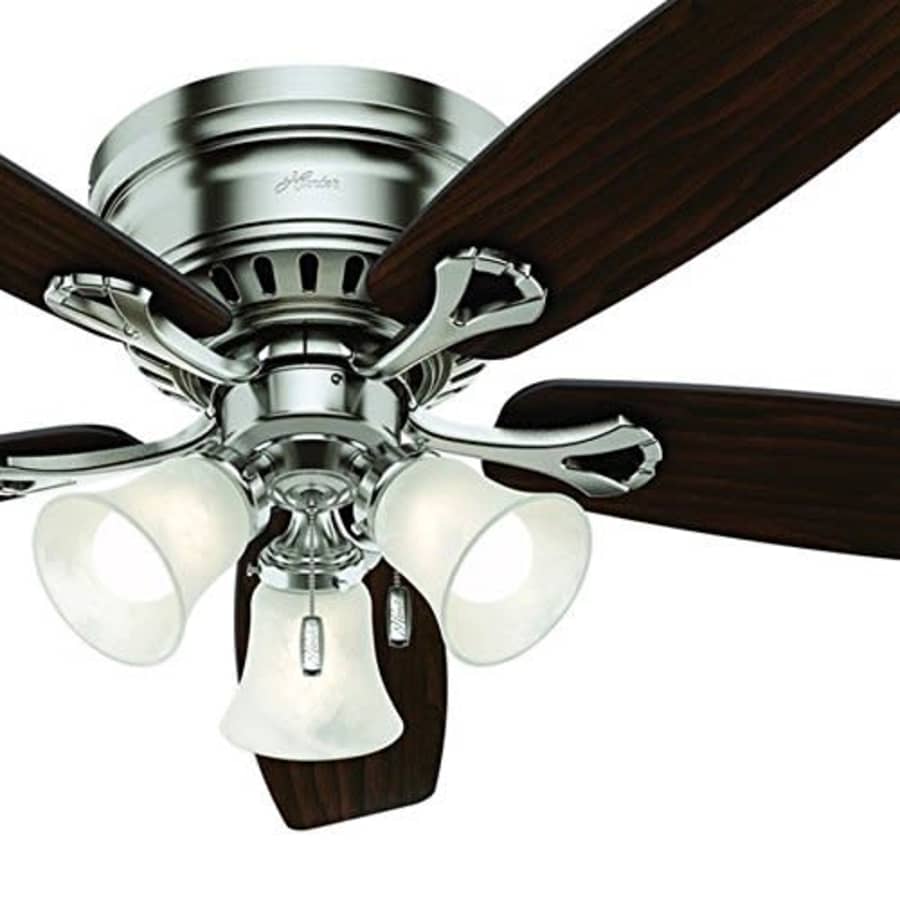 Hunter Fan 52 inch Casual Brushed Nickel Finish Indoor Ceiling Fan with LED Light Kit and Pull for $91