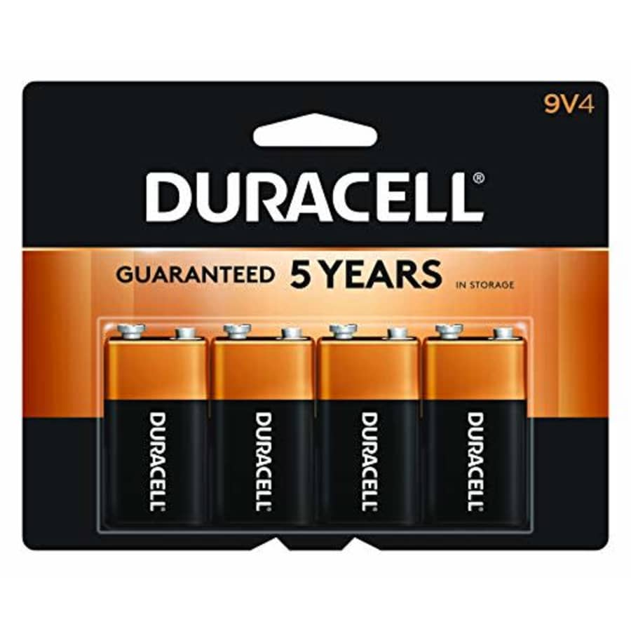Duracell CopperTop 9V Battery 4-Pack for $16