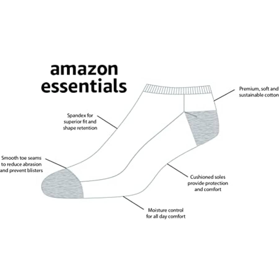 Amazon Essentials Women's Cotton No-Show Socks, 50 Pairs, Black, 6-9 for $26