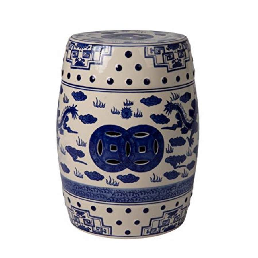 Patio Sense 63613 Double Medallion Dragon Embellished Ceramic Indoor Outdoor Garden Stool Table for $96