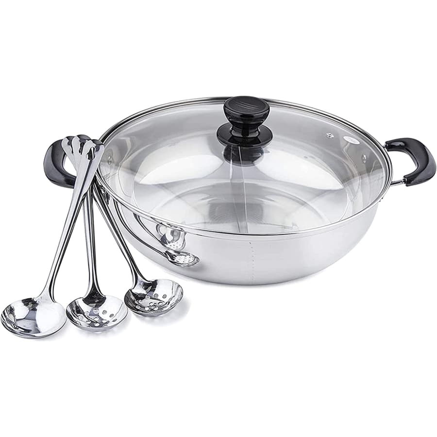 Tayama 4-Quart Stainless Steel Shabu Hot Pot w/ Divider for $29