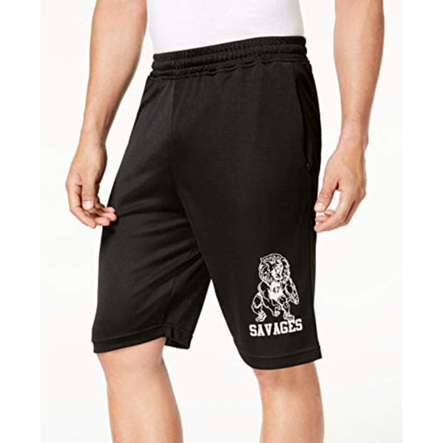 LRG Men's Savages Mesh Shorts, Black, L for $29