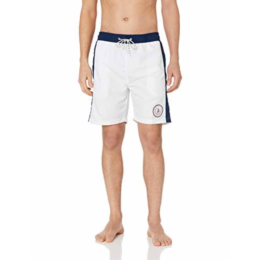U.S. Polo Assn. Men's Side Stripe 7" Swim Short, White, S for $16