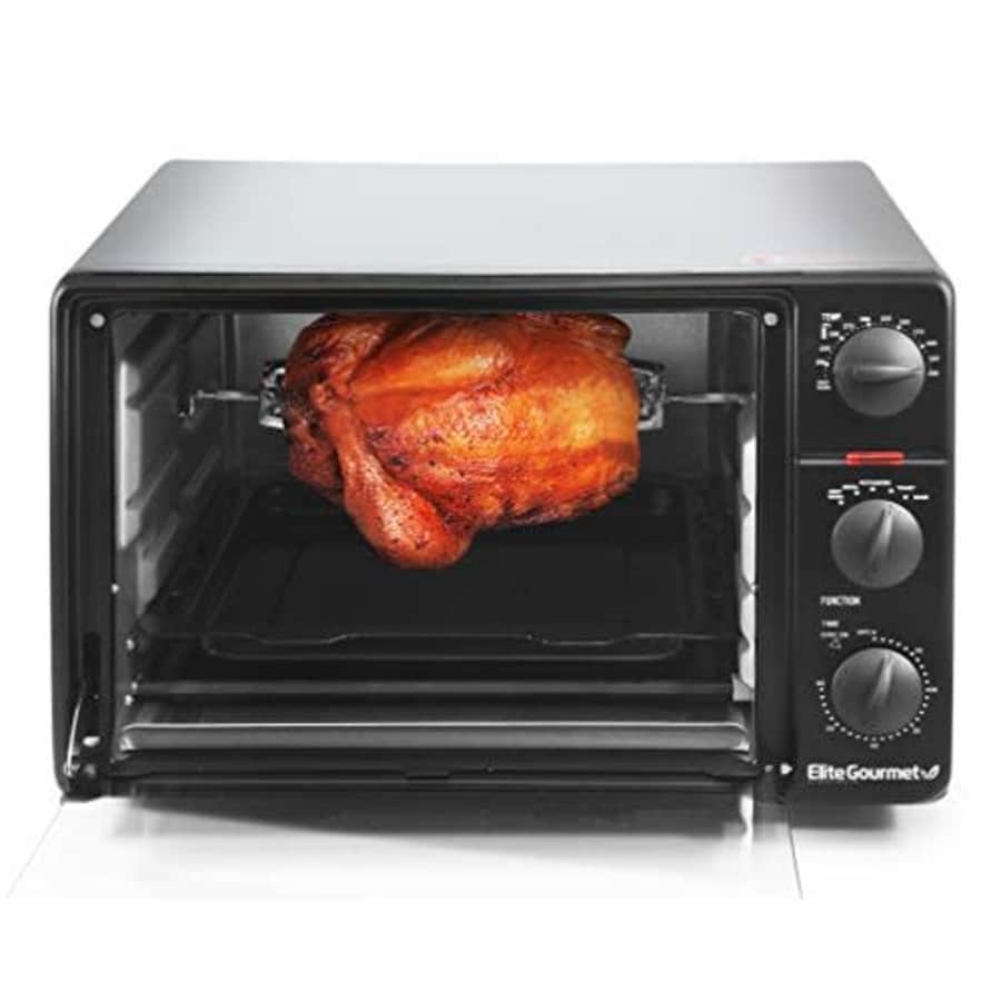 Elite Gourmet ERO-2008N# Countertop XL Toaster Oven, Rotisserie, Bake, Grill, Broil, Roast, Toast, for $105 Elite Gourmet ERO-2008N# Countertop XL Toaster Oven, Rotisserie, Bake, Grill, Broil, Roast, Toast, for $105