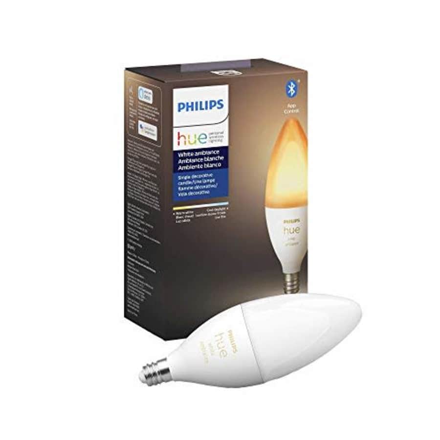 Philips Hue White Ambiance E12 LED Candle Light Bulb, Bluetooth & Zigbee compatible (Hue Hub for $23 Philips Hue White Ambiance E12 LED Candle Light Bulb, Bluetooth & Zigbee compatible (Hue Hub for $23