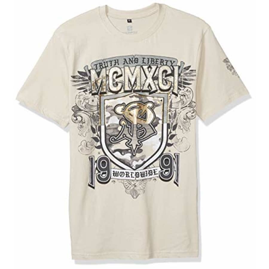 Southpole Men's Short Sleeve Fashion T-Shirt, Bone Gold Wing, Small for $12