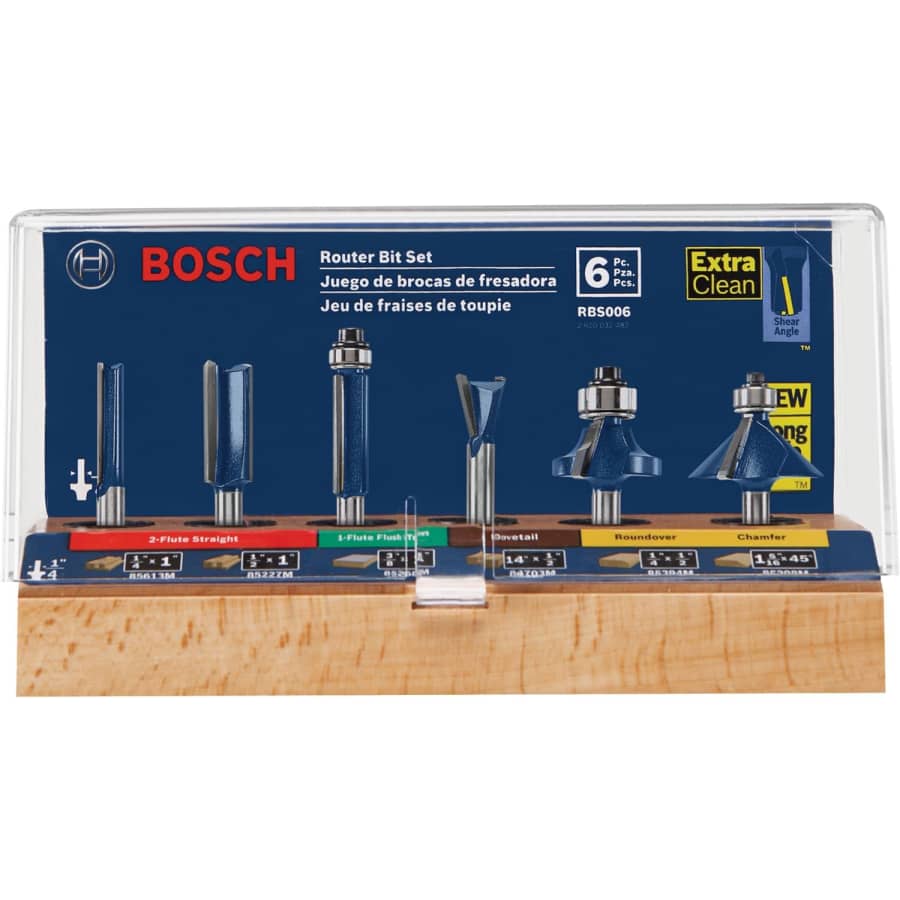 Bosch 6-Piece 1/4" Carbide-Tipped Router Bits Assortment for $60 Bosch 6-Piece 1/4" Carbide-Tipped Router Bits Assortment for $60