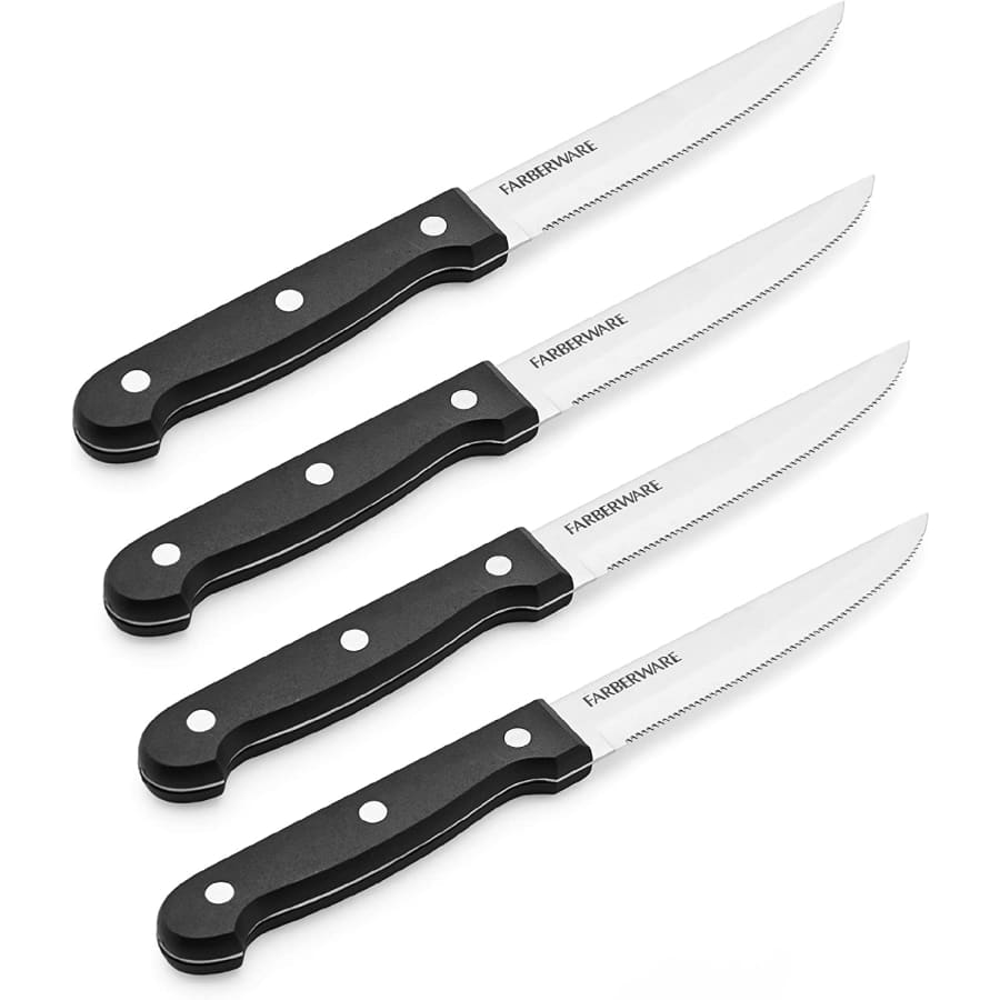 Farberware Never Needs Sharpening Stainless Steel Steak Knife 4-Pack for $11