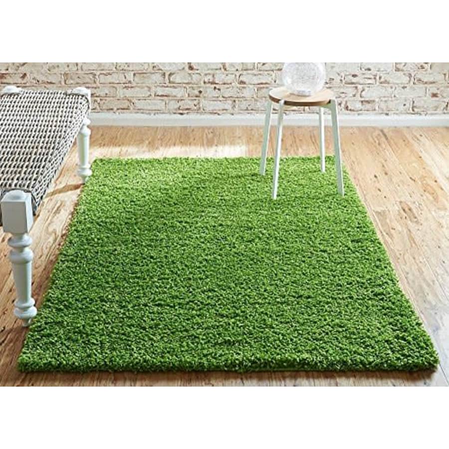 Unique Loom Solo Solid Shag Collection Modern Plush Grass Green Area Rug (4' 0 x 6' 0) for $33 Unique Loom Solo Solid Shag Collection Modern Plush Grass Green Area Rug (4' 0 x 6' 0) for $33